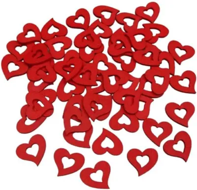 Produktbild von Streuherzen aus Holz – 144 Stück, ca. 2 cm Durchmesser – Natürliche Valentinstag-Deko für Hochzeit, Tischdeko, Basteln oder Geschenkverpackung – Rot