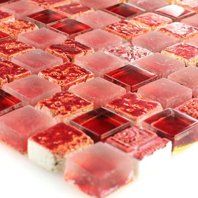 Produktbild von Mosaikfliesen Escimo Glas Naturstein Mix Rot
