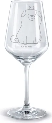 Produktbild von Mr. & Mrs. Panda Weinglas Mops Krone - Transparent - Geschenk, Rotweinglas mit Gravur, Sprüche, glas für rotwein, Königlich, graviert, Kelch, Lustig, Allergisch, Hund