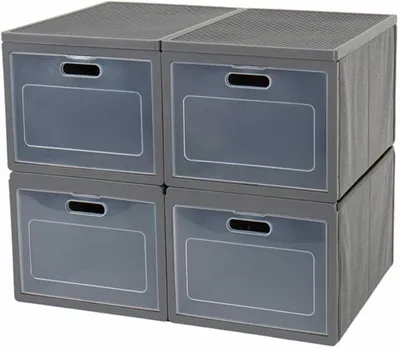Produktbild von Camping Faltschrank Box 4 Campingschrank mit 4 Fächern grau 60x40x50cm Faltbox Schubladenschrank Stoffbox