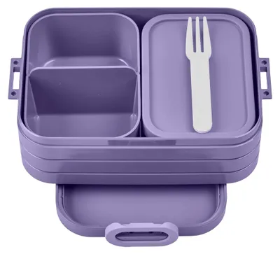 Produktbild von Brotdose Midi - Bento-Box für 2 Sandwiches oder 4 Brotscheiben - Lunchbox für kleine Snacks und Reste - Essensbox für Erwachsene mit Fächern - Vivid lilac