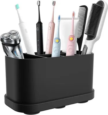 Image de Boîte noire pour porte-brosses avec ventouse, 18 x 9,7 x 8,5 cm
