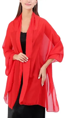 Productafbeelding van Omgoods - Elegante Chiffon Sjaal voor Avondjurken in Rood