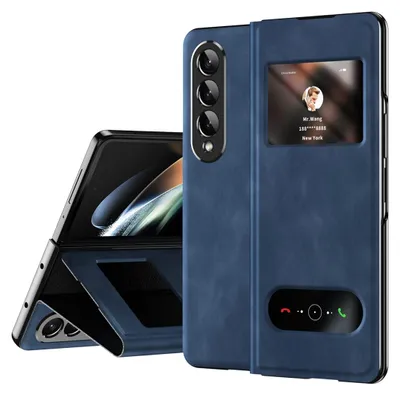 Image de Étui de protection en similicuir pour Samsung Galaxy Z Fold4 5G avec fenêtre de visualisation
