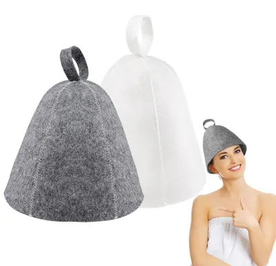 Immagine prodotto di Set da sauna in feltro, 2 pezzi, grigio/bianco, per uomo e donna