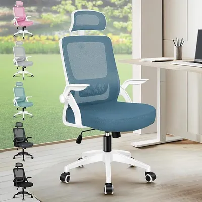 Imagen del producto de Silla ergonómica para escritorio de oficina, silla de malla para ordenador, color azul