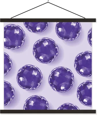 Produktbild von MuchoWow® Textilposter Eine Illustration mit mehreren violetten Edelsteinen 90x90 cm mit schwarzem Rahmen - Magnetisches