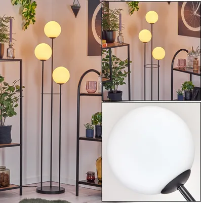 Produktbild von Fossobiubo Stehlampe aus Metall/Glas in Schwarz/Milchglas/Weiß
