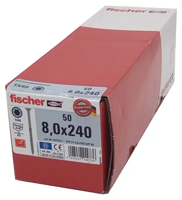 Produktbild von 50x fischer Holzschraube 8,0x240 Edelstahl A2 TX Senkkopf Teilgewinde Schraube