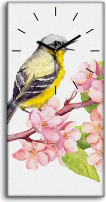 Produktbild von Leinwand Uhr Küche Wohnzimmer Bild 30x60 Gemälde Abstrakte Tier Vogel Blumen - schwarze Hände