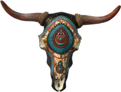 Produktbild von Perlenverzierter Western Bisonschädel