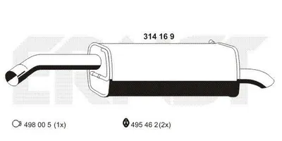 Produktbild von ERNST 314169 Endschalldämpfer für FORD Fiesta Mk6 Schrägheck (JA8, JR8) Auspuff