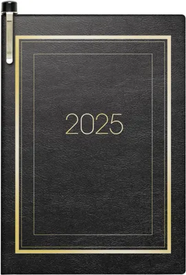 Produktbild von BRUNNEN Taschenkalender Modell 713 (2025), 2 Seiten = 1 Woche, A7, 160 Seiten, SOFT-Einband mit Ziergoldrand, schwarz