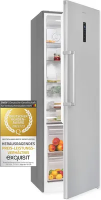 Produktbild von Exquisit Vollraumkühlschrank KS360-V-HE-040D inoxlook | 359 l Nutzinhalt | Edelstahloptik
