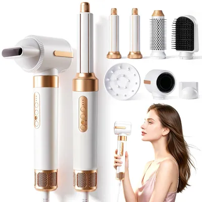 Productafbeelding van 7-in-1 Multifunctionele haardroger set, 1400W, ionische technologie, met diffuser, wit