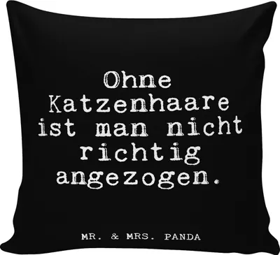 Produktbild von Mr. & Mrs. Panda kissen für sofa Ohne Katzenhaare ist man... - Schwarz - Geschenk, Lustige Sprüche, Tiger, 40x40, Freundin, Dekokissen, Katze, Wohnung, Deko, Kuschel