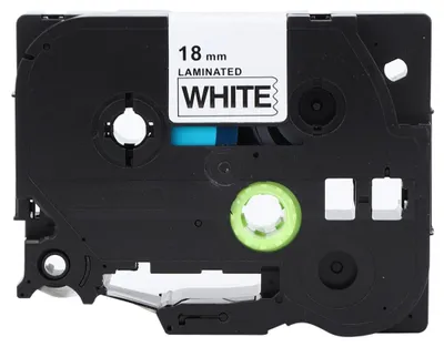 Zdjęcie produktu dla Laminowana taśma do drukarek etykiet 18 mm czarno-biała do TZe-241/641 PT-18RZ/PT-E300