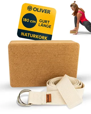 Productafbeelding van Yoga set met kurken blok en yogaband