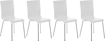 Produktbild von TPFLiving 4er Set Besucherstuhl Peppo Lehnstuhl Konferenzstuhl aus Holz und Gestell in Chromoptik Farbe: Weiß