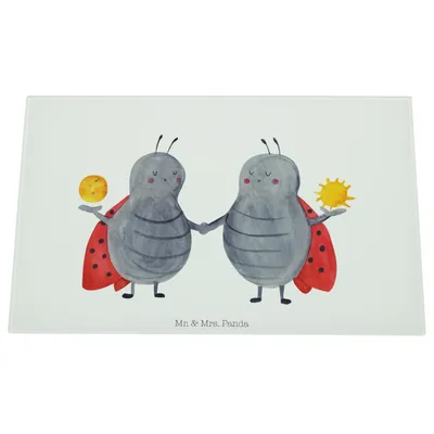 Produktbild von Mr. & Mrs. Panda Schneidplatte Glas Sternzeichen Zwilling - Weiß - Geschenk, Zwillingsschwester, schneidbrett, Hackbrett, Schneidebrett Aus, Schneideplatte, Zwillinge