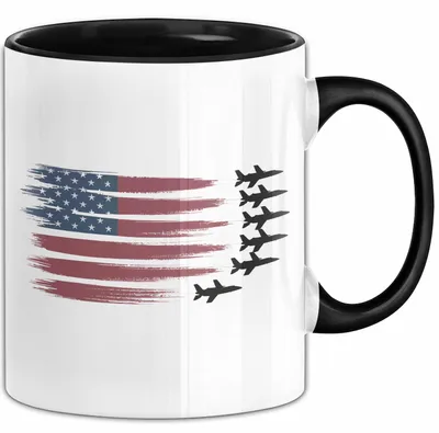 Produktbild von Luftwaffensoldat Pilot USA Flagge Tasse Geschenk Lustige Geschenkidee Spruch (Schwarz)