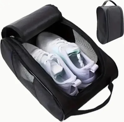 Produktbild von Schuhtasche Schwarz l Transport Tasche Schuhtragetasche Reise Schuhbeutel Aufbewahrung Camping Sport