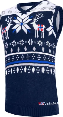 Zdjęcie produktu dla Nebulus norweski sweter męski SLEEVER, ciepły sweter, elegancki sweter w norweskim stylu, P6301 - mężczyźni, granatowo-biały, M