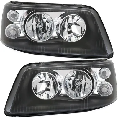 Für VW T5 Bus 2003-2009 H1 H7 mit Doppellinsen Scheinwerfer Schwarz LINKS RECHTS in der Farbe Schwarz von AD TUNING GmbH & Co. KG