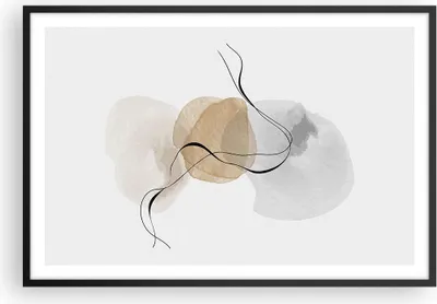 Produktbild von Gerahmtes Poster - Schwarzer Rahmen - Abstrakt minimalistisch Aquarell - 91,5x61 cm - Wand Bild - Wanddeko - Wandbilder - Kunstposter - Wandposter - Bilderrahmen - Bilder - Kunstdruck P2BAA91x61-4827