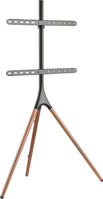 A TV stand with a tripod base.