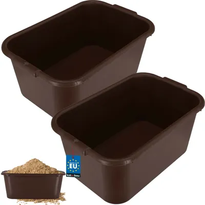 Produktbild von KOTARBAU® 2er Set Mörtelkübel eckig 45 L Braun Kunststoff Mörtelwanne Mörtelkasten Speißkübel Baukübel Baueimer Mörteleimer Speisfass eckig Maurerkübel Pflanzwanne