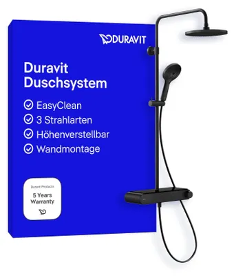 Douchesystem mit Thermostat, 3 Strahlarten, matt schwarz