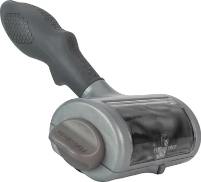 A pet hair removal tool is shown against a white background.