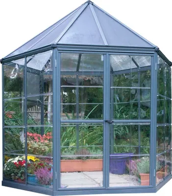 A greenhouse filled with plants and flowers.