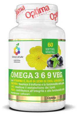 Produktbild von Nahrungsergänzungsmittel Omega 369 VEG mit Vitamin E, vegan, glutenfrei, pflanzliche Weichgele