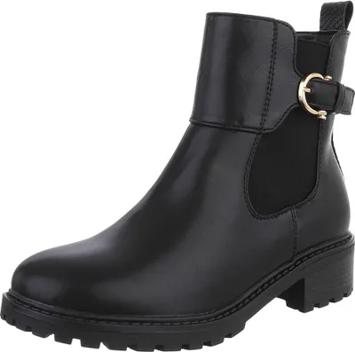 Produktbild von Ital-Design Damen Stiefeletten Chelsea Boots Leicht gefüttert Textiloptik, Lederoptik Klassische Stiefeletten 90482603 Schwarz Gr.  39