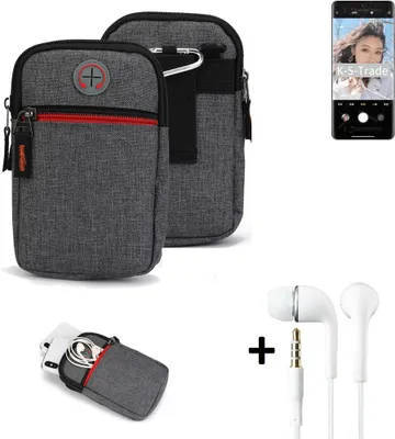 Produktbild von K-S-Trade Gürteltaasche + Kopfhörer kompatibel mit Xiaomi Civi 1S Handy Tasche Holster Schutz Hülle Handy Hülle grau Zusatzfächer 1x