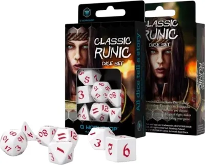 Immagine prodotto di Set di dadi classici runici bianchi e rossi (7)