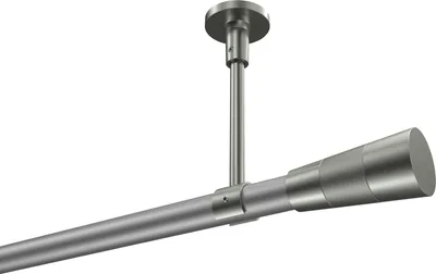 Produktbild von Interdeco Gardinenstange / Vorhangstange Silbergrau / Edelstahl-Optik, Typ Sonette Tanara (Konus Bicolor) ohne Ringe, Deckenmontage, 20 mm Ø 1-läufig, 320 cm