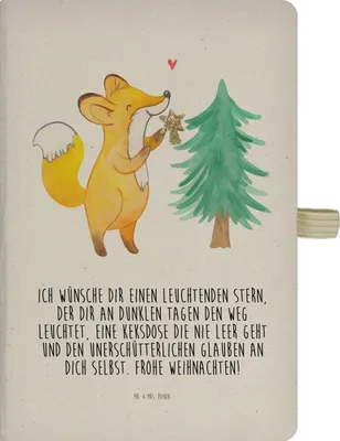 Produktbild von Mr. & Mrs. Panda notizbuch Fuchs  Weihnachtsbaum - Transparent - Geschenk, Weihnachtsmann, Winter, Journal, Kladde, Skizzenbuch, Heiligabend, Weihnachten, Tagebuch