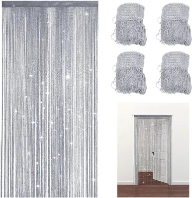Imagen del producto de Juego de cortinas de hilo, 4 piezas, 100x200 cm, de poliéster, para puertas y ventanas