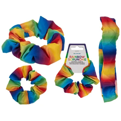 Produktbild von Textil-Haarband, Regenbogen Scrunchie
