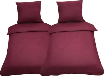 Produktbild von 4 teilige Uni Bettwäsche 135 x 200 cm bordeaux Einfarbig Renforce Baumwolle