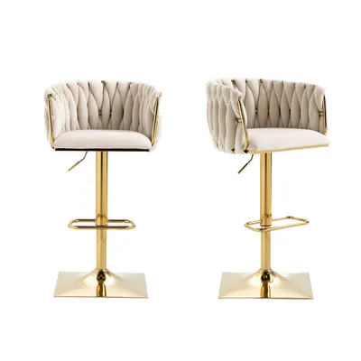 Two identical bar stools are shown from different angles against a white background.