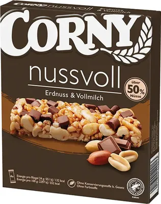 Obrázok produktu pre Corny Nussvoll arašidová a mliečna čokoláda 4x24g 96g