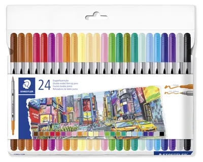 Produktbild von STAEDTLER 3200 Doppelfasermaler Etui mit 24 Farben (20+4)
