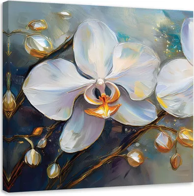 Produktbild von Leinwandbild Orchideen Weiße Blumen 60x60 Feeby Weiß bild für die wand bereit zum aufhängen