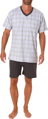 Produktbild von Normann Herren Schlafanzug kurz Shorty Pyjama in melange Optik ; grau , 48