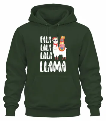 Produktbild von Fa La La La Llama Weihnachten Alpaka Cool Christmas X-Mas Hoodie Kapuzenpullover, Flaschengrün, S