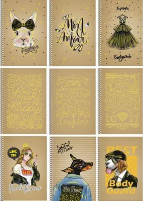 Produktbild von SHKOLYARYK Design-Spiralnotizbuch B6, 120 Blatt, quadratisch, gemischte Motive, 107020020